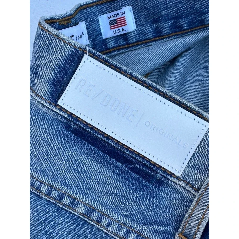 RE/DONE Originals Medium Stone Wash Denim Cutoff Bermuda Shorts Size 24 USA Made